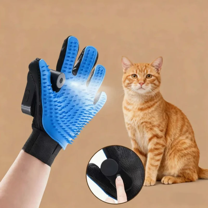 Silicone Pet Grooming Glove Deep Loose Fur Removal for Cats and Dogs Bathing Removes Loose Hair with Water Spray