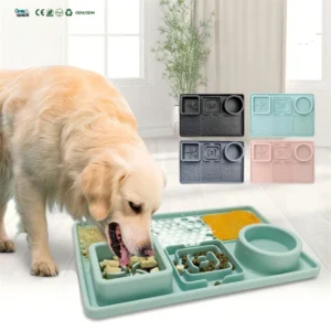 Silicone Pet Products LFGB High Stretch Material Cat and Dog Slow Feeder Plate Set