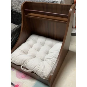 Simple Danish Mini Wooden Dog Bed Solid Wood Eco friendly Luxury Classic Living Room Pet House Small Breeds Button Closure All