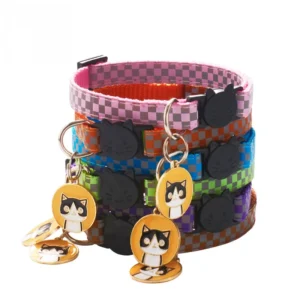 Simple Nylon Reflective Pet Necklace Collar with Safety Buckle Solid Pattern 12 Colors for Cats Dogs
