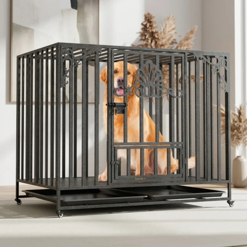 Simple Style 304 Stainless Steel Stackable Pet Cage With Wheels for Household Apartment Backyard Camping