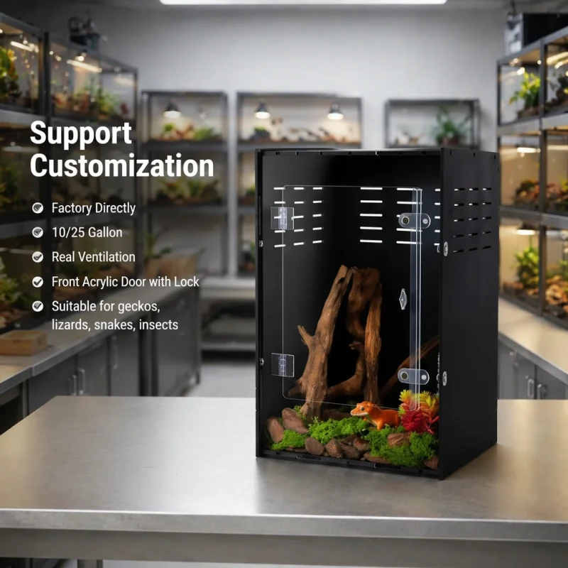 Simple Style PVC Reptile Enclosure Tank Solid Pattern Black Arboreal Terrarium Habitat Box Reptile&hibian Supplies