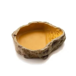Simulated Rock Reptile Food Water Bowl Durable Resin Terrarium Dish for Lizard Snake Amphibians