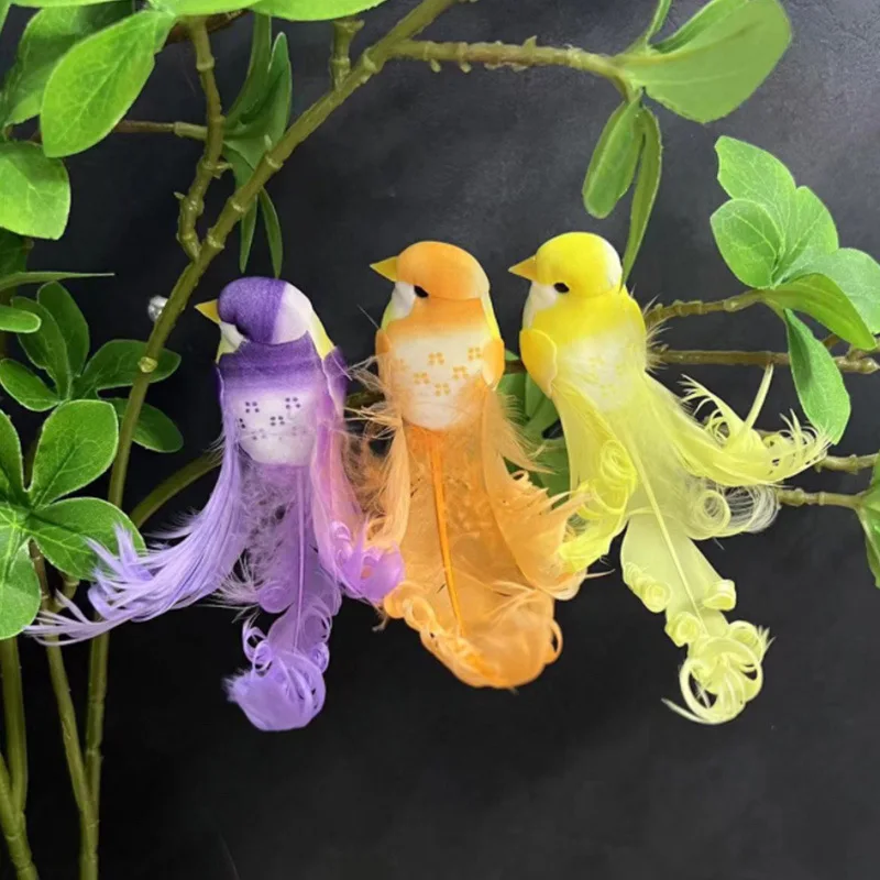Simulation Bird Curly Feather Little Bird Factory Direct Six Color Bionic Purely Handmade Ornament Craft Accessories