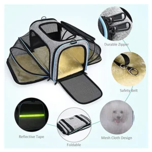 Single Shoulder Cat Dog Pet Crossbody Outdoor Portable Breathable Oxford Fashion Nylon Zipper Closure Double Expansion Dog Bag