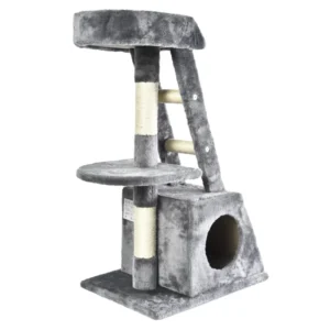 Sisal Post Tree Palm Cat Step Ladder Scratching Post Wood Tower Condo Multilevel House Cat Tree With Hammock