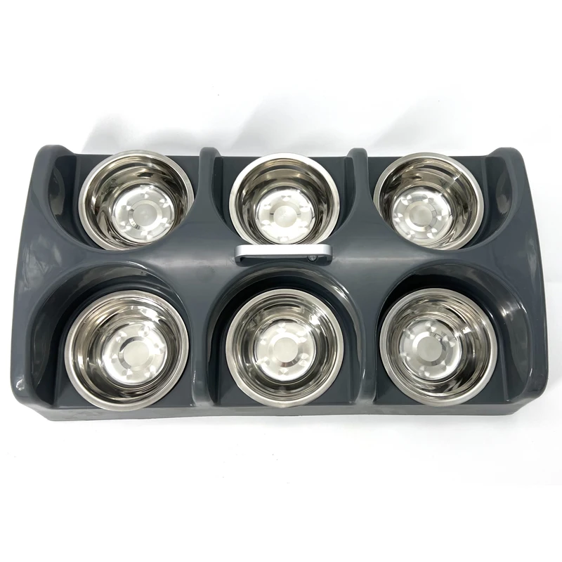 Six Bowl Dog Feeder Puppy Kitten Feeder Station Weaning Dish Puppies or Kittens Feeding Small Animals