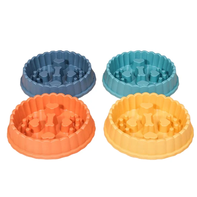 Slow Eat Pet Feeder Dog Bowl Blue Anti Spill Pet Bowls