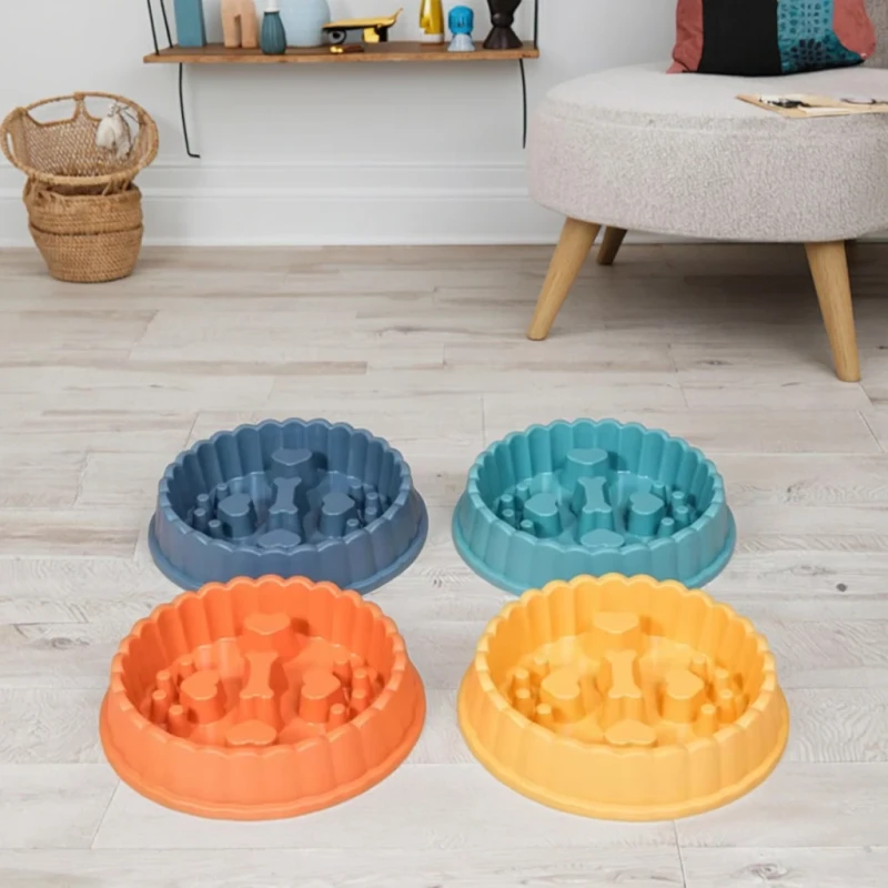Slow Eat Travel Dog Food Bowl Waterproof Eco Friendly Chargeable Pet Feeder Blue Anti Spill