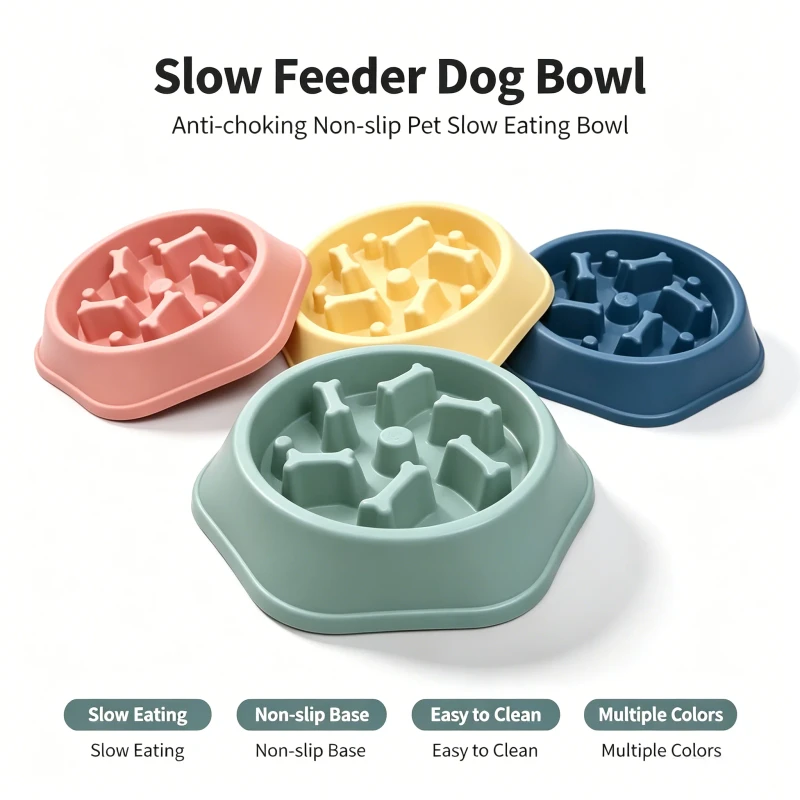 Slow Feeder Dog Bowl Custom Print Plastic Pet Food Bowl