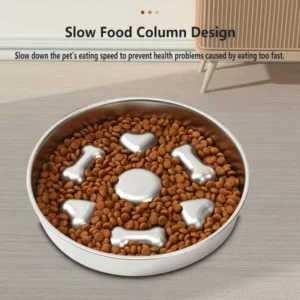 Slow Feeder Dog and Cat Bowls Stainless Steel Non Slip Fun Design to Slow Down Eating Easy to Clean Pet Food Training Bowl