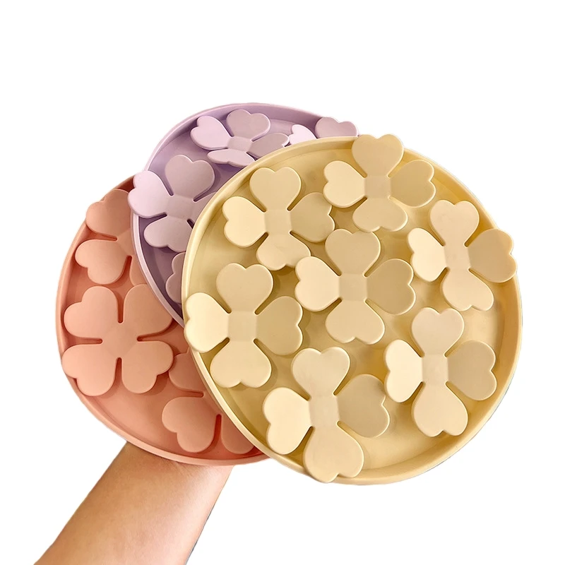 Slow Feeder Silicone Cat Dog Pet Food Enrichment Bowl Round Square Flower Shape