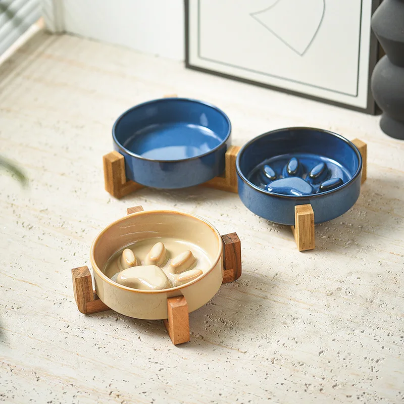 Small Animal Anti-Choking Slow Food Bowl Ceramic Pet Cat and Dog Bowl for Pet Feeding Supplies