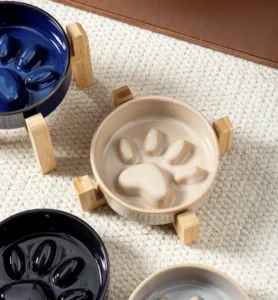 Small Animal Anti Choking Slow Food Bowl Ceramic Waterproof Eco Friendly Pet Cat Dog Bowl for Pet Feeding Supplies