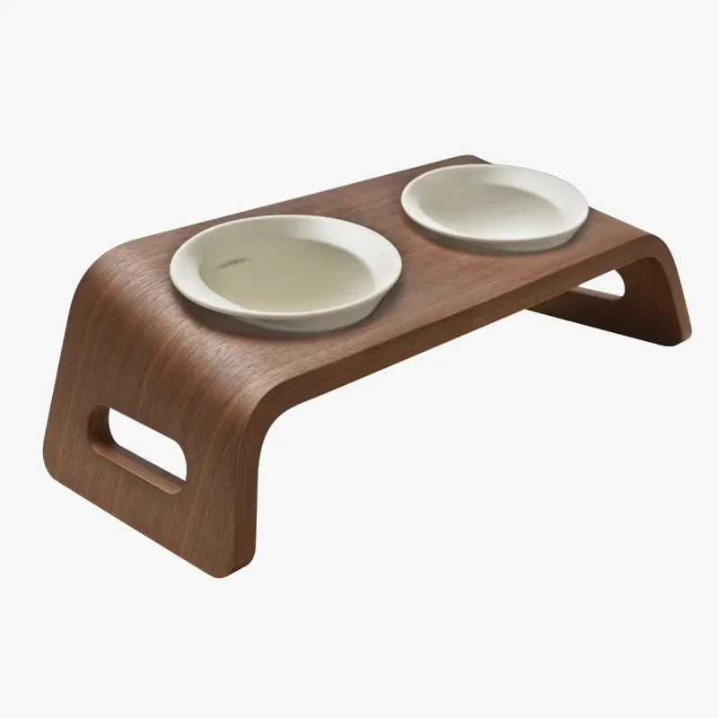 Small Animal Dining Table with Double Bowl Pet Feeding Dog Bowl for Rice and Food Dog Supplies