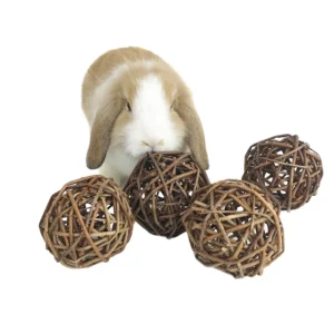 Small Animal Play Interactive Chew Toy Natural Grass Ball for Rabbit Treats Chewing Braided Ball Toys Bunny Guinea Pig Hamster