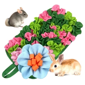 Small Animal Sniffing Pad for Rabbits Dogs Guinea Pigs Mice Interactive Cute Flower Themed Polyester Mat for Fun Feeding