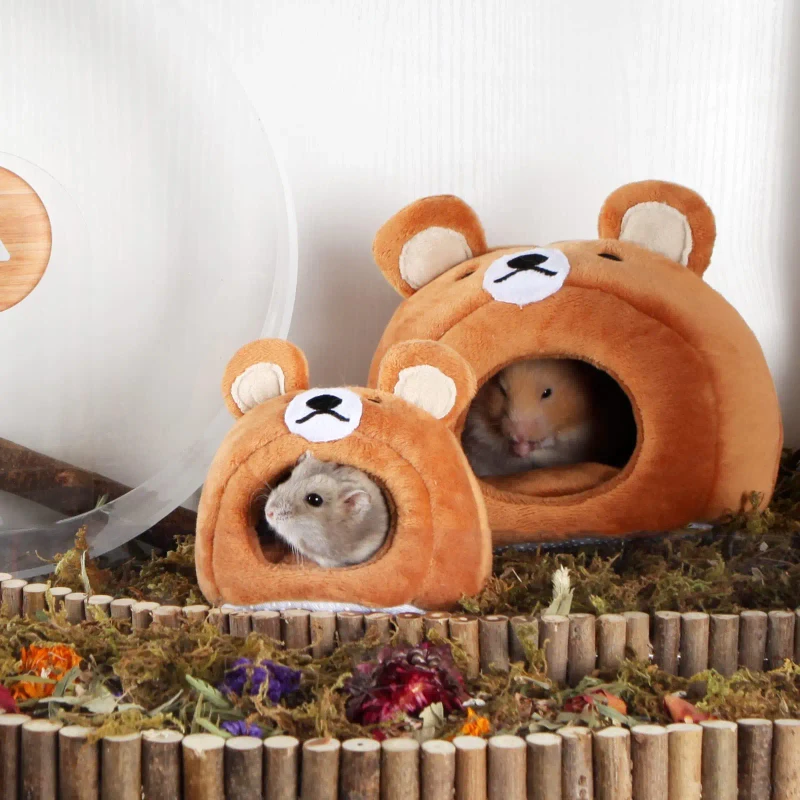 Small Animal Warm House Winter Pet Toy Cotton Nest in Squirrel Hamster Design Pet Bed for Hamsters and Other Small Pets