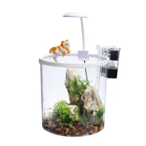 Small Desktop Aquarium Goldfish Tank Flowing Water Cylinder Shape