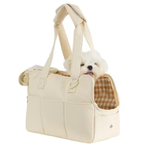 Small Dogs Rabbit Cat with Large Pockets Cotton Soft Sided Collapsible Travel Puppy Carrier