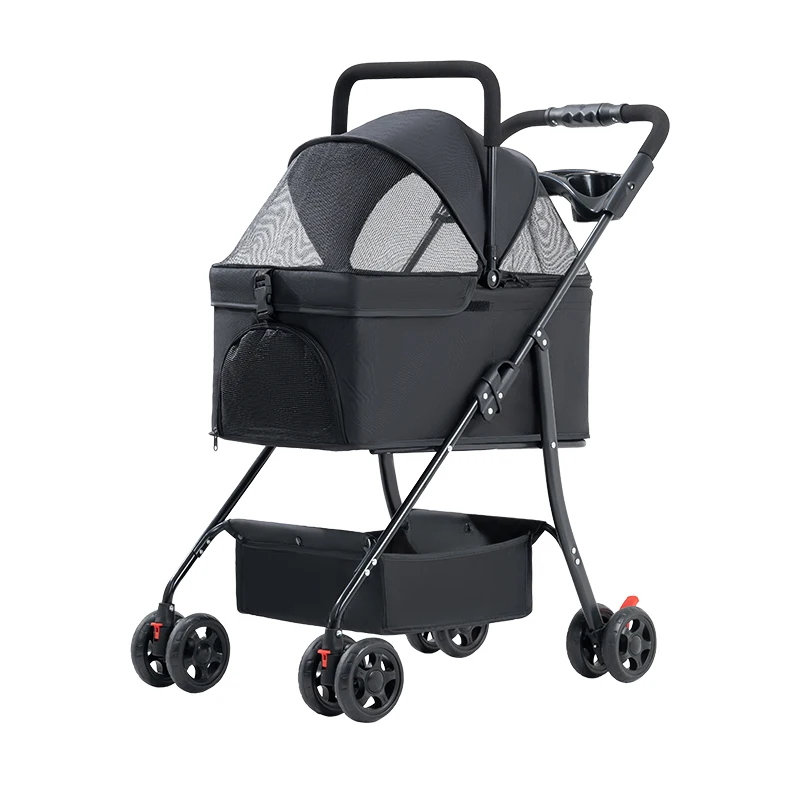 Small Dogs Travel Pet Supplies Foldable 4 Wheel Dog Stroller