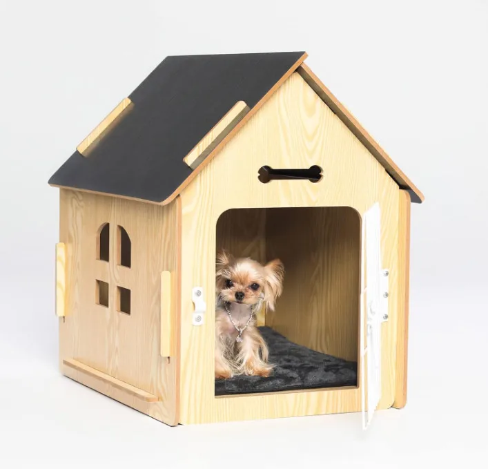 Small Dogs or Cats Indoor Cozy Wooden Design Bed House Dog House