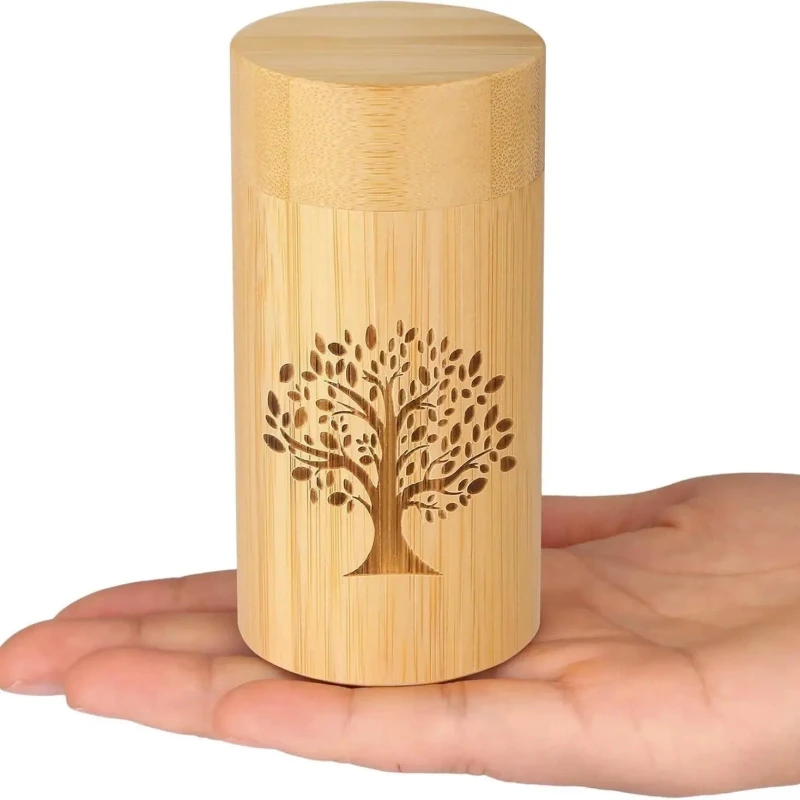 Small Eco Friendly Bamboo Pet Memorial Box Handcrafted Adult Animal Coffin with Love Hair Collection Funeral Crafts