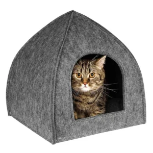 Small Felt Cat House Bed Cozy Kitten Cave Pet Tent Beds With Removable Cushion Pad for Cats Puppy Small Dogs