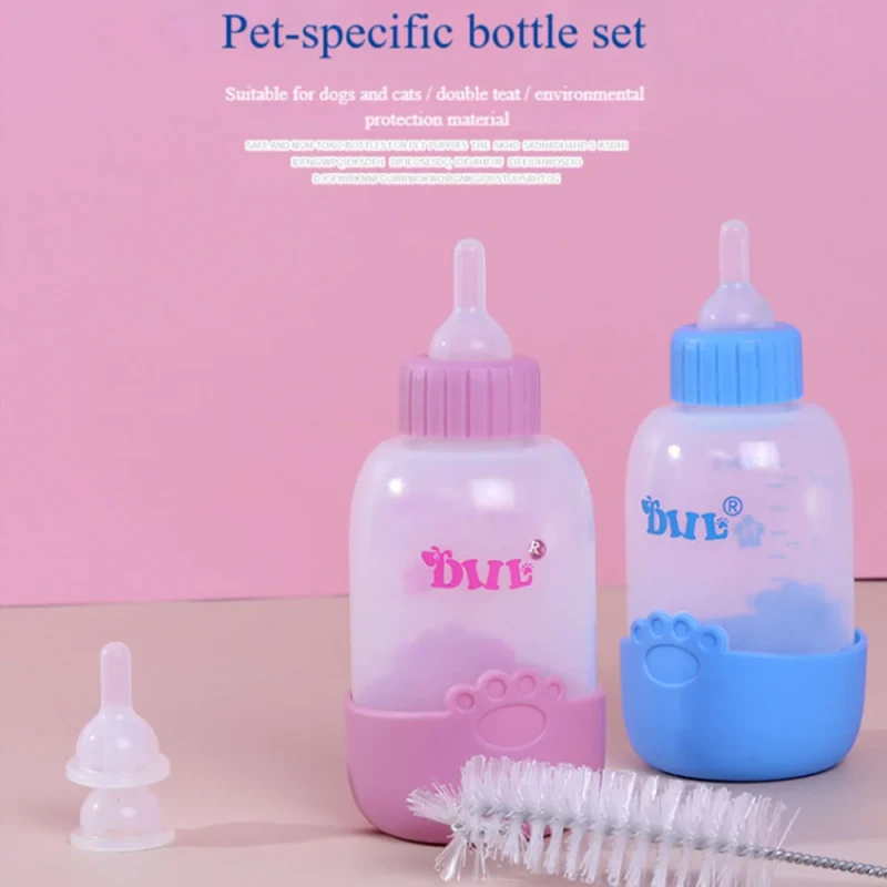 Small Footprint Pet Milk Bottle Silicone Milk Bottle Set for Dog Cat and Puppy Feeding 5 Piece Set