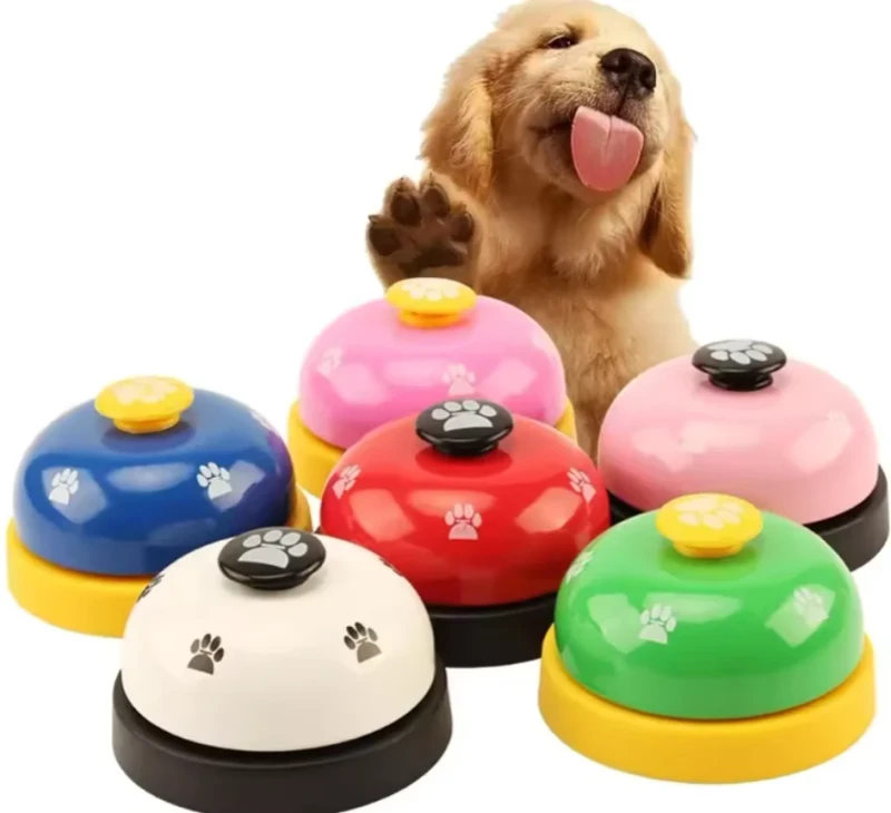 Small Interactive Dog Training Toy Bell Fashion Style Footprint Ring Trainer Cat Food Service Ordering Reminder Feeding Prompt