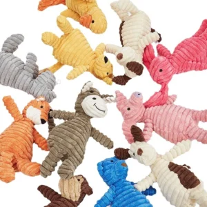 Small MOQ Corduroy Pet Chew Toys Animal Shaped Dog Training Interactive Toys With Sound