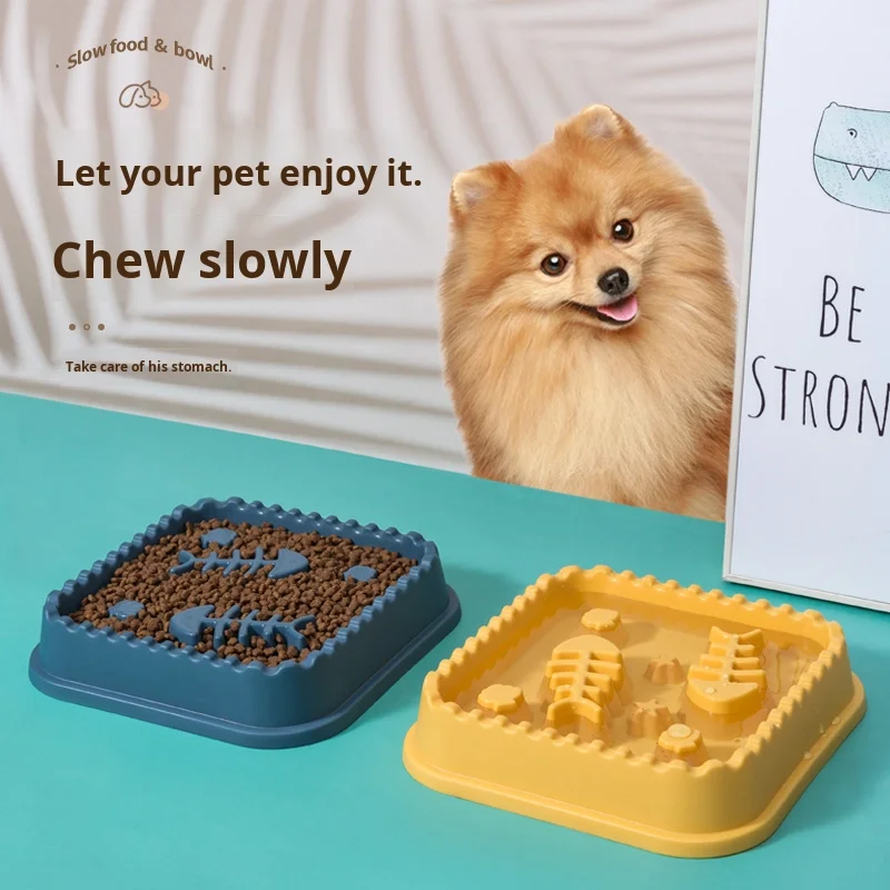 Small Medium Large Dog Slow Feeder Eco Friendly Quadrate Plastic Bowl Classics Pet Bowls
