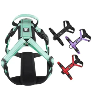 Small Medium Simple Adjustable Pet Harness Green Breathable Reflective Soft Neoprene Dog Harness