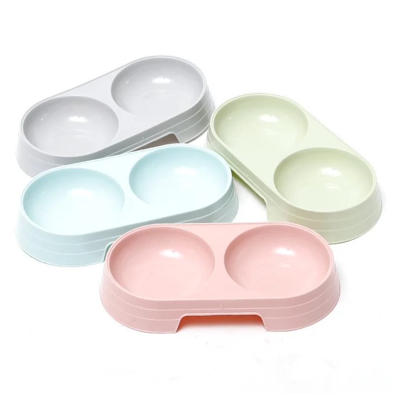 Small Medium Size Pet Rounded Shape Double Bowl Feeders Utensils for Puppies Food Bowl Pet Bowl