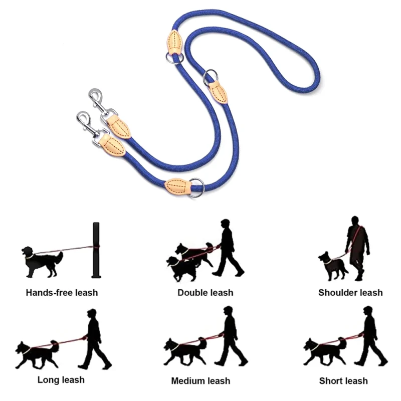Small Medium sized Dog Walking Supplies Padded Print Double Head Running Traction Rope Double Hook Pet Collars Leashes Harnesses