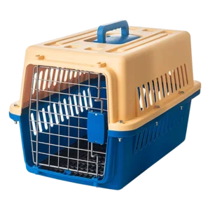Small Pet Carrier Outdoor Dog and Cat Kennel with Animal Pattern Plastic Travel Box and Metal Cage for Birds