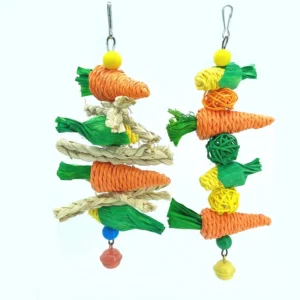 Small Pet Chewing Toy Hamster Rabbit Glass Dried Carrot Corn Vine Ball Birdcage Hanging Accessories Indoor Outdoor