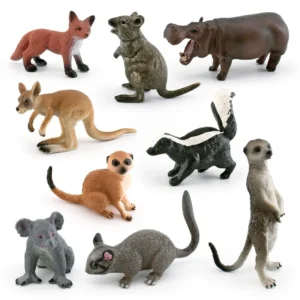 Small Plastic Deer Fox Elephant Giraffe Tiger Zebra Lion Zoo Realistic Wild Forest Mini Animal Figurines Educational Kids Toys