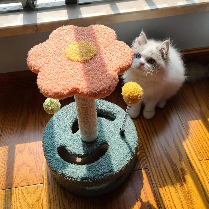 Small Sisal Cat Tree Rotating Cat Scratcher & Interactive Toy for Cats