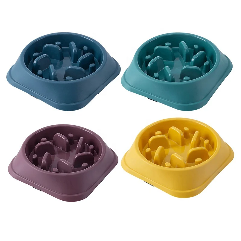 Small Size Eco Friendly Plastic Dog Bowl Anti Choke Slow Feeder Rounded Shape Light Weight for Cats Free Sample