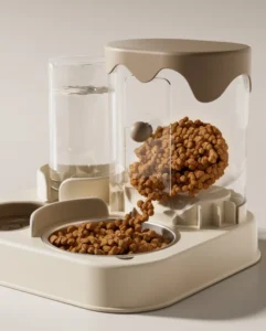 Smart Automatic Cat Feeder Double Bowl Gravity Pet Water Fountain Mango Yellow Food Dispenser Container Durable Dog Bowl
