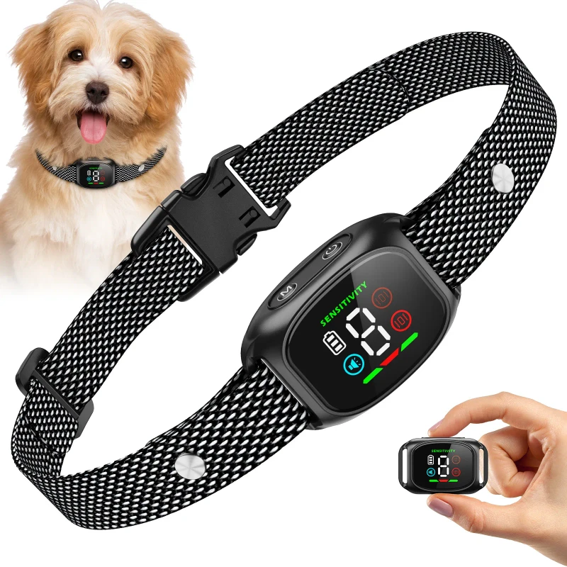 Smart Bark Collar Dual Trigger Sensor Anti False Triggering Humane Dog Training Collar with Vibration Beep Modes Control