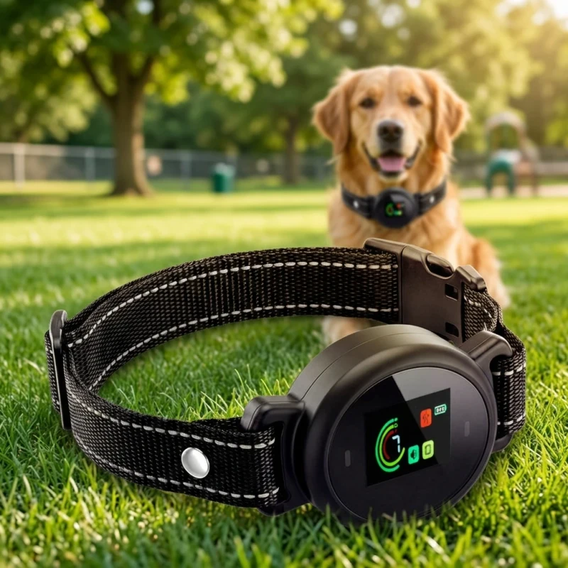 Smart Color Screen Anti Bark Collar Automatic Bark Control Trainer 3 Modes Reflective Nylon Training Collar for Dogs