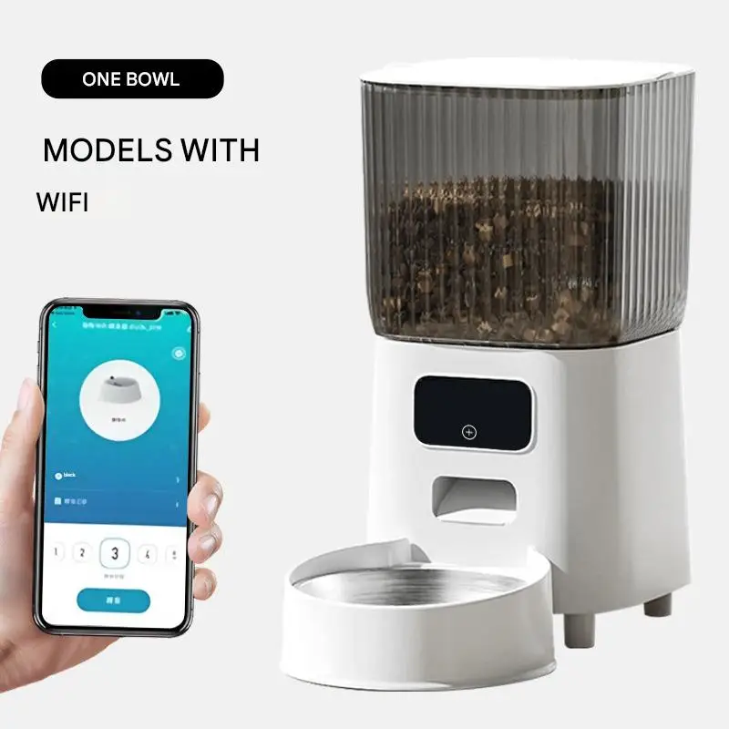 Smart Pet Feeder with Automatic Voice Communication 5L Large Capacity PC Bowl for Indoor Use Pet Feeding Bowl with Camera
