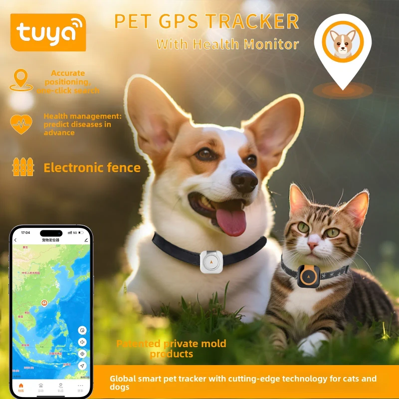 Smart Pet Locator with AGPS LBS GPS CE Certified No Monthly Fee Health Monitoring Geofence for EU Market