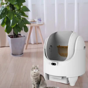 Smart Self Cleaning Cat Litter Box Large Round Plastic Easy Clean with Odor Control Automatic Use