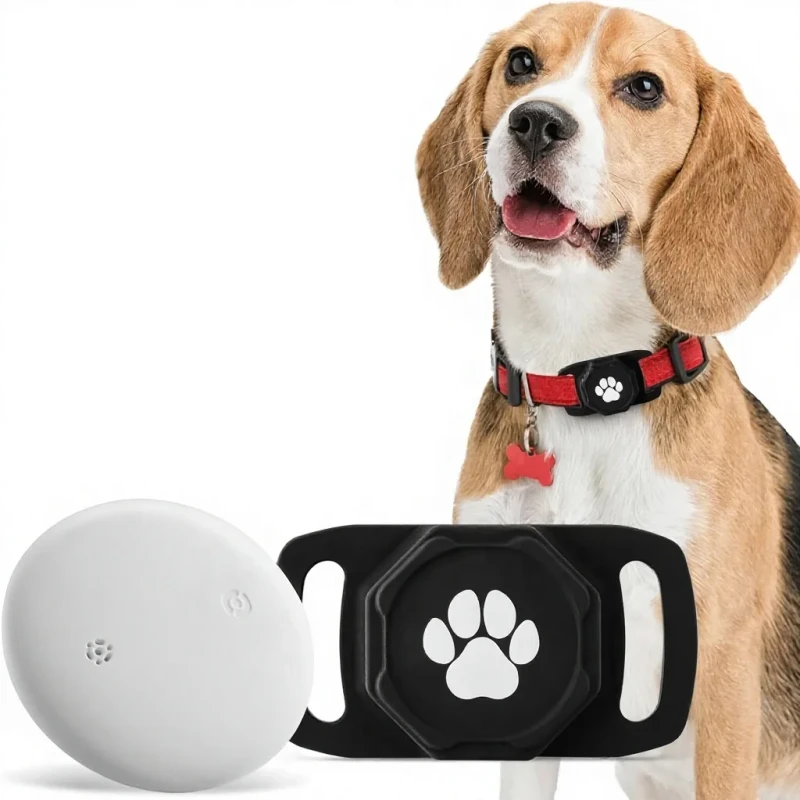 Smart Silicone Dog Pet Tracker Collar with Holder No Monthly Fee Compatible with Find My iOS Only Anti-Lost Device
