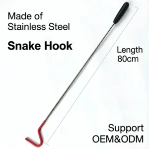 Snake Hooks Heavy Duty Stainless Steel Reptile Catcher 80cm Long for Python with Rubber Tip Amphibian Enclosure Accessories