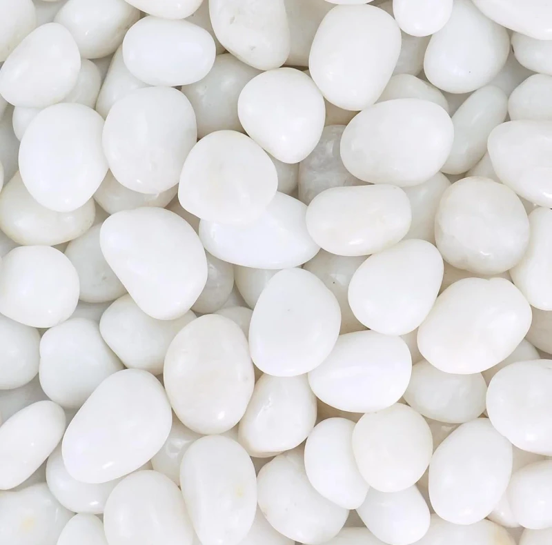Snow White Natural High Polished Pebbles 1-2 Inch Decorative Stones for Indoor Plants Vase Filler Aquarium Garden Landscaping