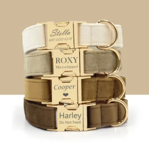 Soft Comfortable Adjustable Heavy Duty Velvet Pet Dog Collar with Metal Buckle